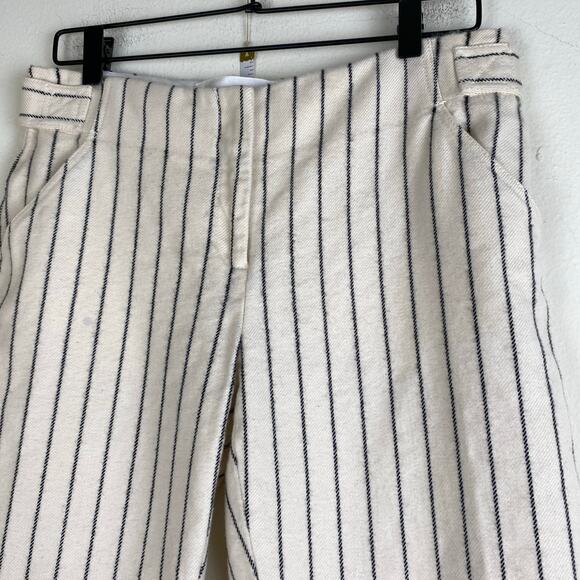 Victoria Victoria Beckham Striped Crop Pants Size 6 Cream Navy Straight Wool - Picture 4 of 11